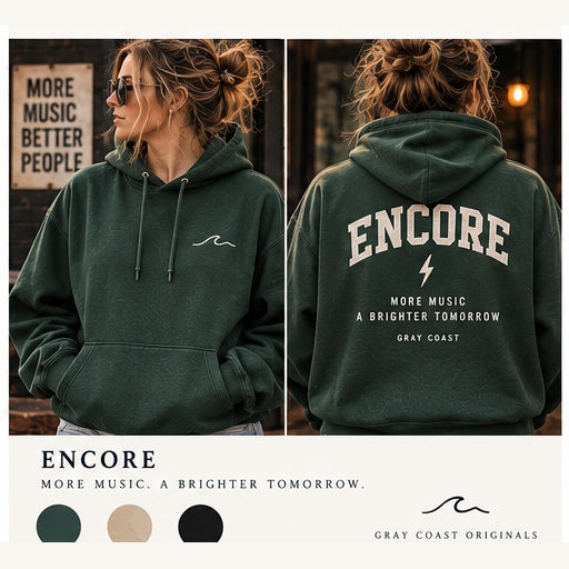 Encore — Gray Coast Live & Local front and back apparel